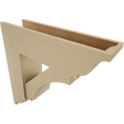 Ekena Millwork - BKTUR0756X28X28IMP01RCPR - Timberthane Faux Wood Imperial Style Bracket w/ Offset Brace, Traditional Ends, 7 1/2"W x 28"D x 28"H, Primed Tan
