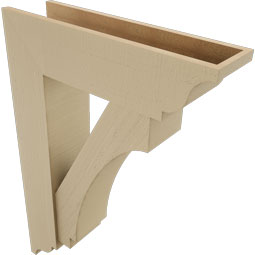 Ekena Millwork - BKTUR0756X28X40IMP01RCPR - Timberthane Faux Wood Imperial Style Bracket w/ Offset Brace, Traditional Ends, 7 1/2"W x 28"D x 40"H, Primed Tan