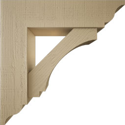 Ekena Millwork - BKTUR0756X30X30IMP01RCPR - Timberthane Faux Wood Imperial Style Bracket w/ Offset Brace, Traditional Ends, 7 1/2"W x 30"D x 30"H, Primed Tan