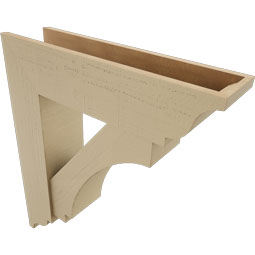 Ekena Millwork - BKTUR0756X30X34IMP01RCPR - Timberthane Faux Wood Imperial Style Bracket w/ Offset Brace, Traditional Ends, 7 1/2"W x 30"D x 34"H, Primed Tan