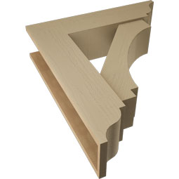 Ekena Millwork - BKTUR0756X30X34IMP01RCPR - Timberthane Faux Wood Imperial Style Bracket w/ Offset Brace, Traditional Ends, 7 1/2"W x 30"D x 34"H, Primed Tan