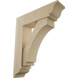 Ekena Millwork - BKTUR0756X30X36IMP01RCPR - Timberthane Faux Wood Imperial Style Bracket w/ Offset Brace, Traditional Ends, 7 1/2"W x 30"D x 36"H, Primed Tan