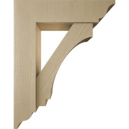 Ekena Millwork - BKTUR0756X30X38IMP01RCPR - Timberthane Faux Wood Imperial Style Bracket w/ Offset Brace, Traditional Ends, 7 1/2"W x 30"D x 38"H, Primed Tan