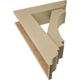 Ekena Millwork - BKTUR0756X30X38IMP01RCPR - Timberthane Faux Wood Imperial Style Bracket w/ Offset Brace, Traditional Ends, 7 1/2"W x 30"D x 38"H, Primed Tan