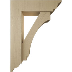 Ekena Millwork - BKTUR0756X30X42IMP01RCPR - Timberthane Faux Wood Imperial Style Bracket w/ Offset Brace, Traditional Ends, 7 1/2"W x 30"D x 42"H, Primed Tan