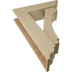 Ekena Millwork - BKTUR0756X30X42IMP01RCPR - Timberthane Faux Wood Imperial Style Bracket w/ Offset Brace, Traditional Ends, 7 1/2"W x 30"D x 42"H, Primed Tan