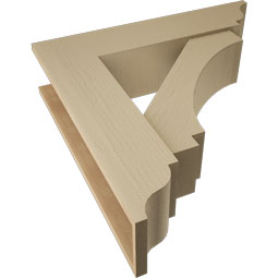 Ekena Millwork - BKTUR0756X32X32IMP01RCPR - Timberthane Faux Wood Imperial Style Bracket w/ Offset Brace, Traditional Ends, 7 1/2"W x 32"D x 32"H, Primed Tan