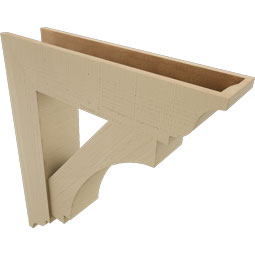 Ekena Millwork - BKTUR0756X32X36IMP01RCPR - Timberthane Faux Wood Imperial Style Bracket w/ Offset Brace, Traditional Ends, 7 1/2"W x 32"D x 36"H, Primed Tan