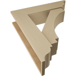 Ekena Millwork - BKTUR0756X32X36IMP01RCPR - Timberthane Faux Wood Imperial Style Bracket w/ Offset Brace, Traditional Ends, 7 1/2"W x 32"D x 36"H, Primed Tan