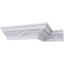 Ekena Millwork - MLD03X03X04ME - Endurathane Medway Crown Moulding, 3"H x 3 3/8"P x 4 1/2"F x 94 1/2"L, Factory Primed