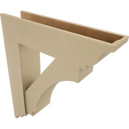 Ekena Millwork - BKTUR0756X32X38IMP01RCPR - Timberthane Faux Wood Imperial Style Bracket w/ Offset Brace, Traditional Ends, 7 1/2"W x 32"D x 38"H, Primed Tan
