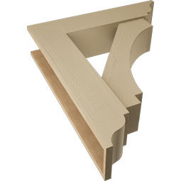 Ekena Millwork - BKTUR0756X32X38IMP01RCPR - Timberthane Faux Wood Imperial Style Bracket w/ Offset Brace, Traditional Ends, 7 1/2"W x 32"D x 38"H, Primed Tan