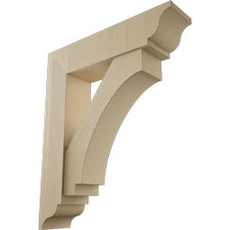 Ekena Millwork - BKTUR0756X32X38IMP01RCPR - Timberthane Faux Wood Imperial Style Bracket w/ Offset Brace, Traditional Ends, 7 1/2"W x 32"D x 38"H, Primed Tan