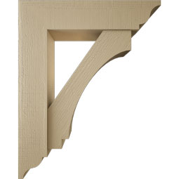 Ekena Millwork - BKTUR0756X32X40IMP01RCPR - Timberthane Faux Wood Imperial Style Bracket w/ Offset Brace, Traditional Ends, 7 1/2"W x 32"D x 40"H, Primed Tan