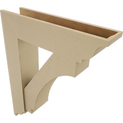 Ekena Millwork - BKTUR0756X32X40IMP01RCPR - Timberthane Faux Wood Imperial Style Bracket w/ Offset Brace, Traditional Ends, 7 1/2"W x 32"D x 40"H, Primed Tan