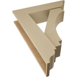 Ekena Millwork - BKTUR0756X32X40IMP01RCPR - Timberthane Faux Wood Imperial Style Bracket w/ Offset Brace, Traditional Ends, 7 1/2"W x 32"D x 40"H, Primed Tan