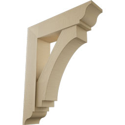 Ekena Millwork - BKTUR0756X32X40IMP01RCPR - Timberthane Faux Wood Imperial Style Bracket w/ Offset Brace, Traditional Ends, 7 1/2"W x 32"D x 40"H, Primed Tan