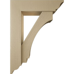 Ekena Millwork - BKTUR0756X32X44IMP01RCPR - Timberthane Faux Wood Imperial Style Bracket w/ Offset Brace, Traditional Ends, 7 1/2"W x 32"D x 44"H, Primed Tan