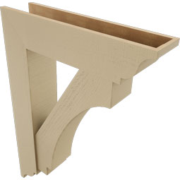 Ekena Millwork - BKTUR0756X32X44IMP01RCPR - Timberthane Faux Wood Imperial Style Bracket w/ Offset Brace, Traditional Ends, 7 1/2"W x 32"D x 44"H, Primed Tan
