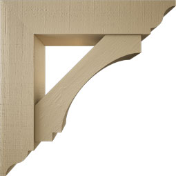 Ekena Millwork - BKTUR0756X34X34IMP01RCPR - Timberthane Faux Wood Imperial Style Bracket w/ Offset Brace, Traditional Ends, 7 1/2"W x 34"D x 34"H, Primed Tan