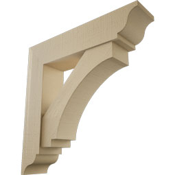 Ekena Millwork - BKTUR0756X34X34IMP01RCPR - Timberthane Faux Wood Imperial Style Bracket w/ Offset Brace, Traditional Ends, 7 1/2"W x 34"D x 34"H, Primed Tan