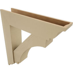 Ekena Millwork - BKTUR0756X34X38IMP01RCPR - Timberthane Faux Wood Imperial Style Bracket w/ Offset Brace, Traditional Ends, 7 1/2"W x 34"D x 38"H, Primed Tan