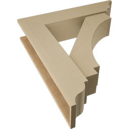 Ekena Millwork - BKTUR0756X34X38IMP01RCPR - Timberthane Faux Wood Imperial Style Bracket w/ Offset Brace, Traditional Ends, 7 1/2"W x 34"D x 38"H, Primed Tan