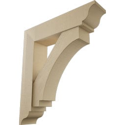 Ekena Millwork - BKTUR0756X34X38IMP01RCPR - Timberthane Faux Wood Imperial Style Bracket w/ Offset Brace, Traditional Ends, 7 1/2"W x 34"D x 38"H, Primed Tan