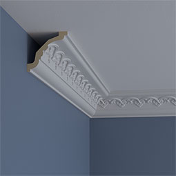 Ekena Millwork - MLD03X04X05LI - Endurathane Lisbon Crown Moulding, 3 3/8"H x 3 1/2"P x 4 7/8"F x 94 1/2"L, Factory Primed