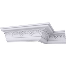 Ekena Millwork - MLD03X04X05LI - Endurathane Lisbon Crown Moulding, 3 3/8"H x 3 1/2"P x 4 7/8"F x 94 1/2"L, Factory Primed