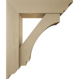 Ekena Millwork - BKTUR0756X34X40IMP01RCPR - Timberthane Faux Wood Imperial Style Bracket w/ Offset Brace, Traditional Ends, 7 1/2"W x 34"D x 40"H, Primed Tan