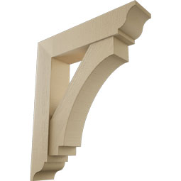 Ekena Millwork - BKTUR0756X34X40IMP01RCPR - Timberthane Faux Wood Imperial Style Bracket w/ Offset Brace, Traditional Ends, 7 1/2"W x 34"D x 40"H, Primed Tan