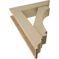 Ekena Millwork - BKTUR0756X34X42IMP01RCPR - Timberthane Faux Wood Imperial Style Bracket w/ Offset Brace, Traditional Ends, 7 1/2"W x 34"D x 42"H, Primed Tan