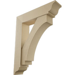 Ekena Millwork - BKTUR0756X34X42IMP01RCPR - Timberthane Faux Wood Imperial Style Bracket w/ Offset Brace, Traditional Ends, 7 1/2"W x 34"D x 42"H, Primed Tan