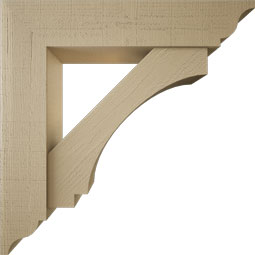 Ekena Millwork - BKTUR0756X36X36IMP01RCPR - Timberthane Faux Wood Imperial Style Bracket w/ Offset Brace, Traditional Ends, 7 1/2"W x 36"D x 36"H, Primed Tan