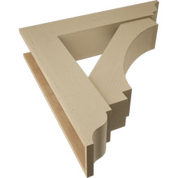 Ekena Millwork - BKTUR0756X36X36IMP01RCPR - Timberthane Faux Wood Imperial Style Bracket w/ Offset Brace, Traditional Ends, 7 1/2"W x 36"D x 36"H, Primed Tan