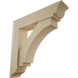 Ekena Millwork - BKTUR0756X36X36IMP01RCPR - Timberthane Faux Wood Imperial Style Bracket w/ Offset Brace, Traditional Ends, 7 1/2"W x 36"D x 36"H, Primed Tan