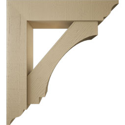 Ekena Millwork - BKTUR0756X36X40IMP01RCPR - Timberthane Faux Wood Imperial Style Bracket w/ Offset Brace, Traditional Ends, 7 1/2"W x 36"D x 40"H, Primed Tan