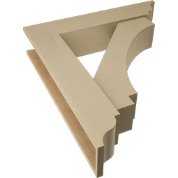 Ekena Millwork - BKTUR0756X36X40IMP01RCPR - Timberthane Faux Wood Imperial Style Bracket w/ Offset Brace, Traditional Ends, 7 1/2"W x 36"D x 40"H, Primed Tan