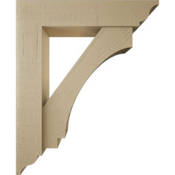 Ekena Millwork - BKTUR0756X36X44IMP01RCPR - Timberthane Faux Wood Imperial Style Bracket w/ Offset Brace, Traditional Ends, 7 1/2"W x 36"D x 44"H, Primed Tan