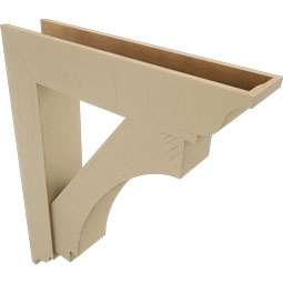 Ekena Millwork - BKTUR0756X36X44IMP01RCPR - Timberthane Faux Wood Imperial Style Bracket w/ Offset Brace, Traditional Ends, 7 1/2"W x 36"D x 44"H, Primed Tan