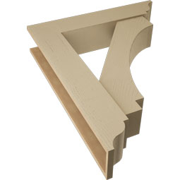 Ekena Millwork - BKTUR0756X36X44IMP01RCPR - Timberthane Faux Wood Imperial Style Bracket w/ Offset Brace, Traditional Ends, 7 1/2"W x 36"D x 44"H, Primed Tan