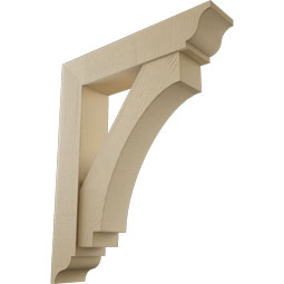 Ekena Millwork - BKTUR0756X36X44IMP01RCPR - Timberthane Faux Wood Imperial Style Bracket w/ Offset Brace, Traditional Ends, 7 1/2"W x 36"D x 44"H, Primed Tan