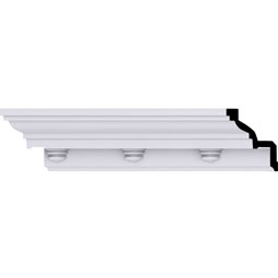 Ekena Millwork - MLD03X03X05NO - Endurathane Nouveau Crown Moulding, 3 1/2"H x 3 1/2"P x 5"F x 94 1/2"L, Factory Primed