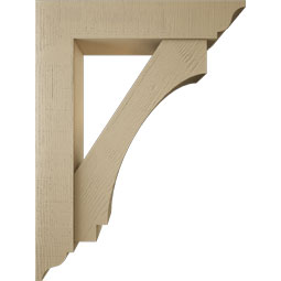 Ekena Millwork - BKTUR0756X36X48IMP01RCPR - Timberthane Faux Wood Imperial Style Bracket w/ Offset Brace, Traditional Ends, 7 1/2"W x 36"D x 48"H, Primed Tan