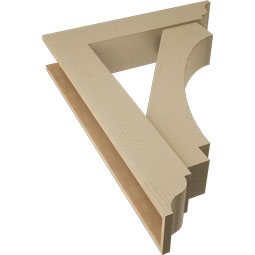 Ekena Millwork - BKTUR0756X36X48IMP01RCPR - Timberthane Faux Wood Imperial Style Bracket w/ Offset Brace, Traditional Ends, 7 1/2"W x 36"D x 48"H, Primed Tan