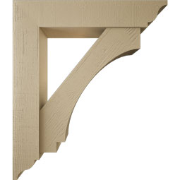 Ekena Millwork - BKTUR0756X38X44IMP01RCPR - Timberthane Faux Wood Imperial Style Bracket w/ Offset Brace, Traditional Ends, 7 1/2"W x 38"D x 44"H, Primed Tan