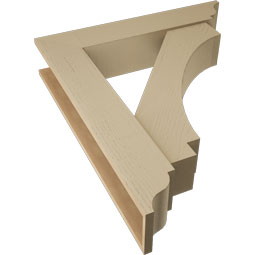 Ekena Millwork - BKTUR0756X38X44IMP01RCPR - Timberthane Faux Wood Imperial Style Bracket w/ Offset Brace, Traditional Ends, 7 1/2"W x 38"D x 44"H, Primed Tan