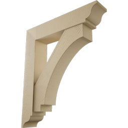 Ekena Millwork - BKTUR0756X38X44IMP01RCPR - Timberthane Faux Wood Imperial Style Bracket w/ Offset Brace, Traditional Ends, 7 1/2"W x 38"D x 44"H, Primed Tan