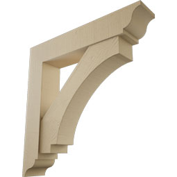 Ekena Millwork - BKTUR0756X40X40IMP01RCPR - Timberthane Faux Wood Imperial Style Bracket w/ Offset Brace, Traditional Ends, 7 1/2"W x 40"D x 40"H, Primed Tan